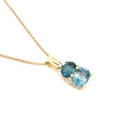 Double Oval Topaz and London Blue Topaz Pendant with Diamond Highlight