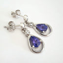 Double Pear Shaped Tanzanite and Diamond Drop Earrings