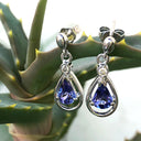 Double Pear Shaped Tanzanite and Diamond Drop Earrings