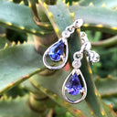 Double Pear Shaped Tanzanite and Diamond Drop Earrings