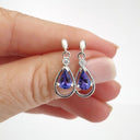 Double Pear Shaped Tanzanite and Diamond Drop Earrings