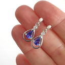 Double Pear Shaped Tanzanite and Diamond Drop Earrings