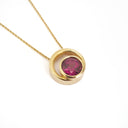  Double Round Yellow Gold Grape Garnet Pendant