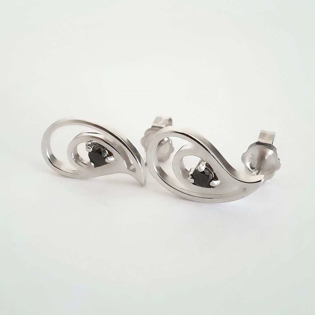 Double Tear Drop Black Diamond Drop Earrings
