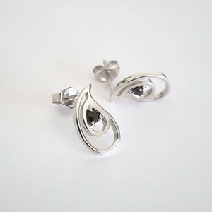 Double Tear Drop Black Diamond Drop Earrings