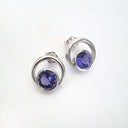 Double Tube Set Round Cut Tanzanite Earrings