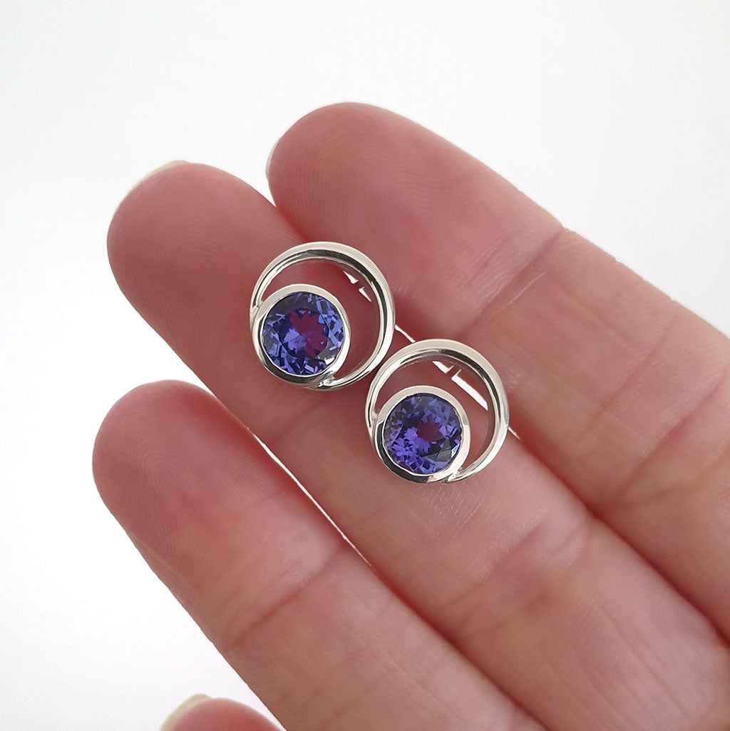 Double Tube Set Round Cut Tanzanite Earrings – Afrogem Jewellers
