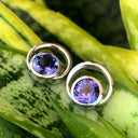 Double Tube Set Round Cut Tanzanite Earrings