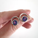 Double Tube Set Round Cut Tanzanite Earrings