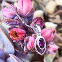 Double White Gold Oval Grape Garnet Pendant