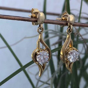 Dynamic Diamond Yellow Gold Drop Earrings