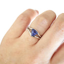 Dynamic Split Shank Trilliant-Cut Tanzanite Ring