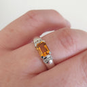 Emerald Cut Citrine Ring with Diamond Accent
