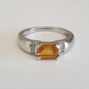 Emerald Cut Citrine Ring with Diamond Accent