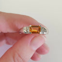 Emerald Cut Citrine Ring with Diamond Accent