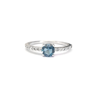 Subtlety Decadent London Blue Topaz with Diamond Band Ring