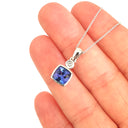 Elegant Tube Set Square Tanzanite and Diamond White Gold Pendant