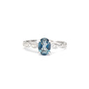 Exquisite London Blue Topaz And Marquise Tapered Band and Diamond Highlight Ring