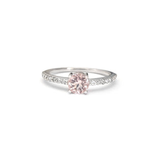 Pretty in Pink Round Morganite with Diamond Band Ring