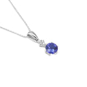 Stunning Six Claw Round Tanzanite and Quadrant Diamond Pendant