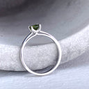 Delicate Solitaire Green Tourmaline Four Claw White Gold Ring
