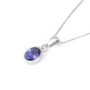 Elegant Tube Set Oval Tanzanite and Diamond White Gold Pendant