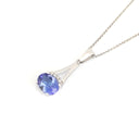 Diamond Crown Oval Tanzanite Split White Gold Bale Pendant
