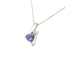 Unique Trilliant Tanzanite and Round Bezel Set Diamond Pendant