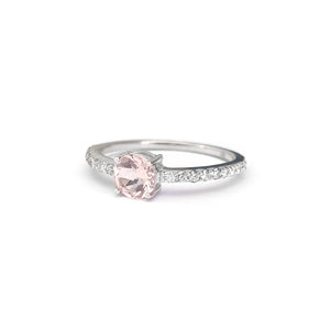 Pretty in Pink Round Morganite with Diamond Band Ring