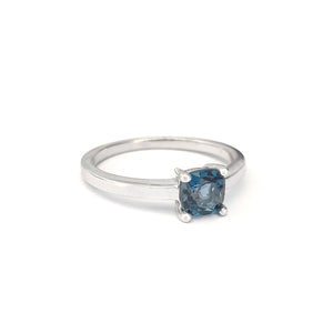 Classic Cushion Cut Solitaire London Blue Topaz Four Claw Ring