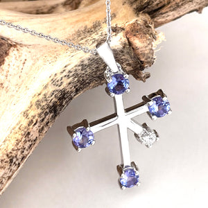 Stand Out Tanzanite and Diamond White Gold Southern Cross Pendant