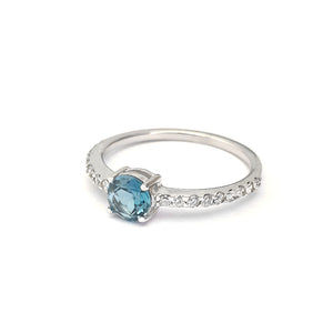 Subtlety Decadent London Blue Topaz with Diamond Band Ring