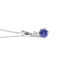 Stunning Six Claw Round Tanzanite and Quadrant Diamond Pendant