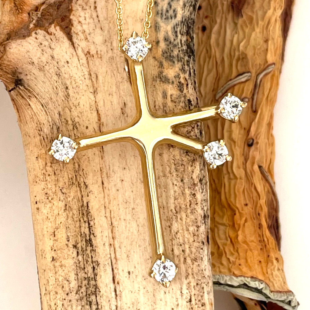 Hidden Bale White Diamond and Yellow Gold Southern Cross Pendant