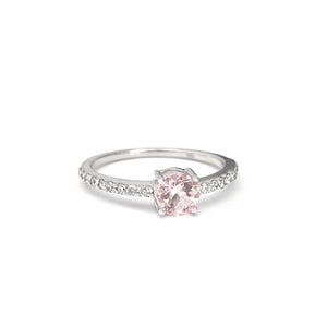 Pretty in Pink Round Morganite with Diamond Band Ring