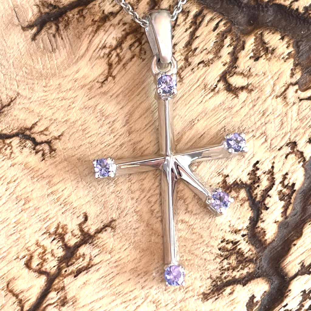 Oversize Oversize Tanzanite Cross in Yellow Gold | New York Jewelers Chicago