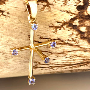 Tanzanite Yellow Gold Southern Cross Pendant