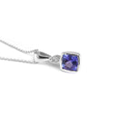 Elegant Tube Set Square Tanzanite and Diamond White Gold Pendant