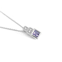Vintage Inspired Tanzanite with Diamond Square Step Pendant