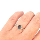 Exquisite London Blue Topaz And Marquise Tapered Band and Diamond Highlight Ring
