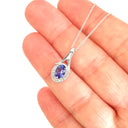 Unique Tanzanite Beaded Split Bale with Half Moon Diamond Pendant