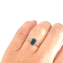 Elegant Emerald London Blue Topaz and Diamond Band White Gold Ring