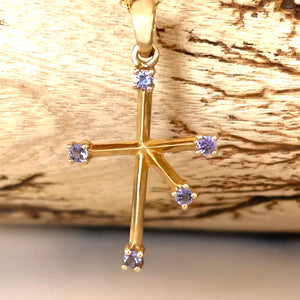 Tanzanite Yellow Gold Southern Cross Pendant