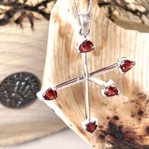 Trilliant Red Garnet and White Gold Southern Cross Pendant