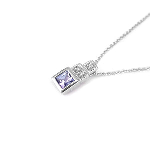 Vintage Inspired Tanzanite with Diamond Square Step Pendant