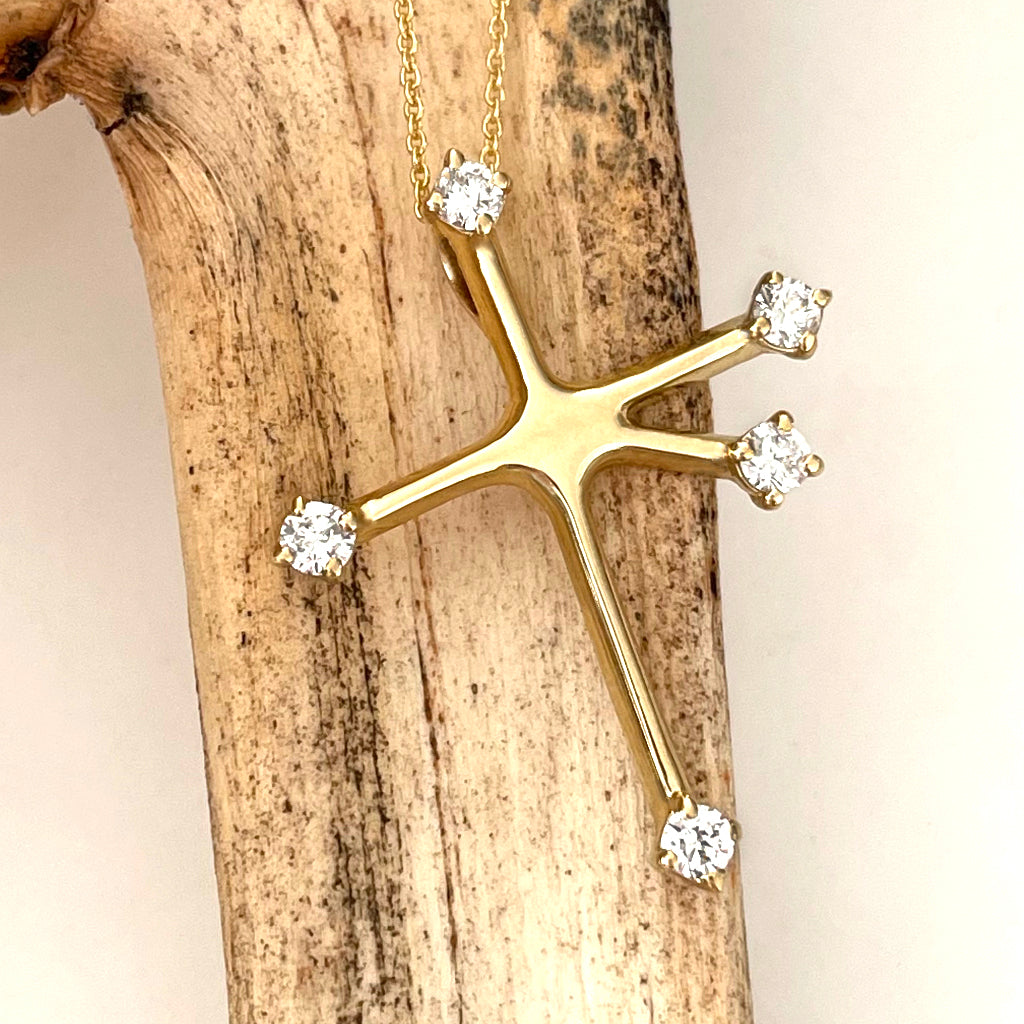 Hidden Bale White Diamond and Yellow Gold Southern Cross Pendant