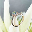 Elegant Aquamarine Rose Gold Halo Diamond Ring