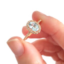 Elegant Aquamarine Rose Gold Halo Diamond Ring