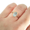 Elegant Aquamarine Rose Gold Halo Diamond Ring