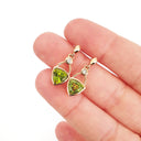 Elegant Bezel Peridot and Diamond Drop Rose Gold Earrings
